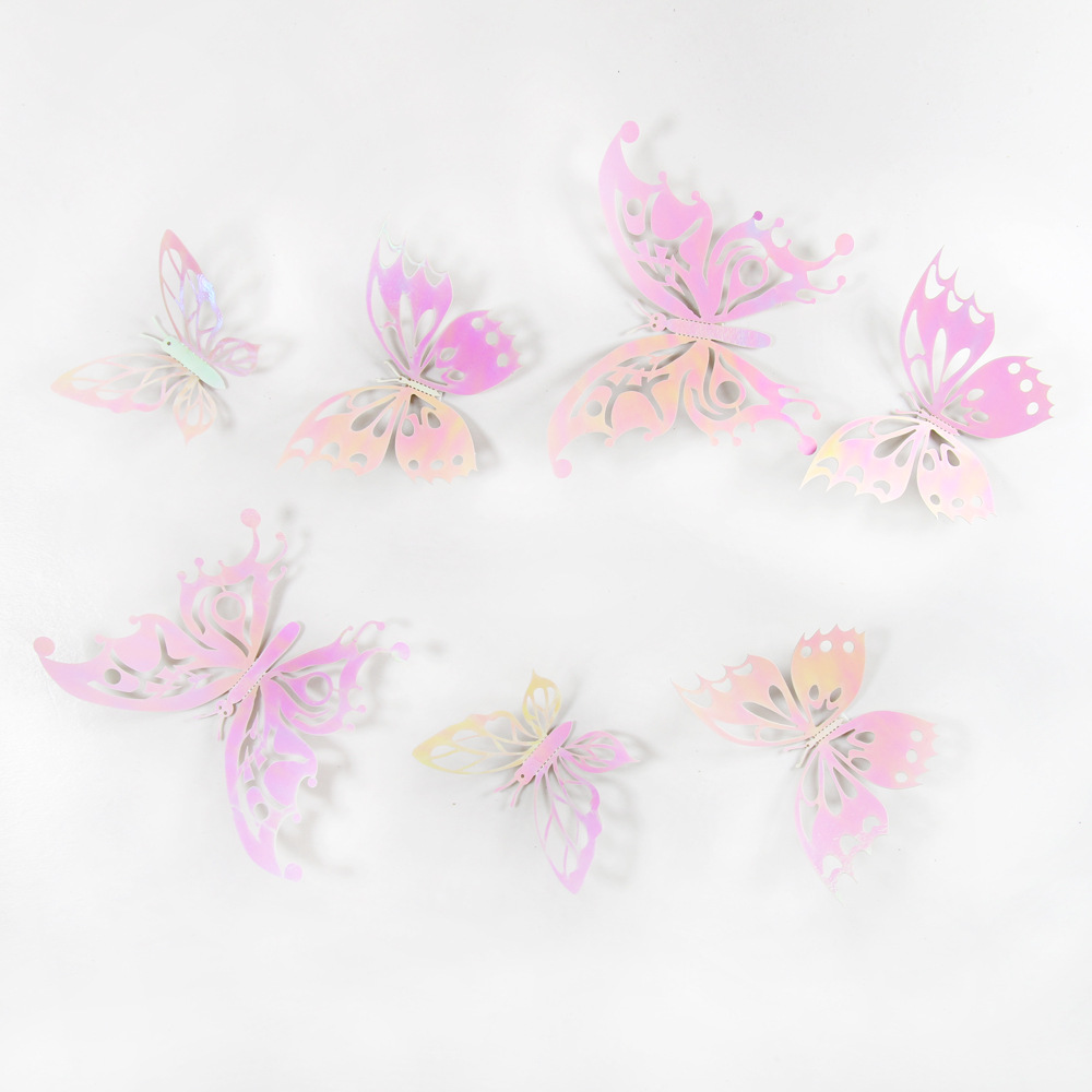 Lote de 12 Mariposas Adhesivas Caladas 3D para Exportación - Decoración Artística para Paredes y Fiestas - Colores Vibrantes para Hogares y Mayoristas