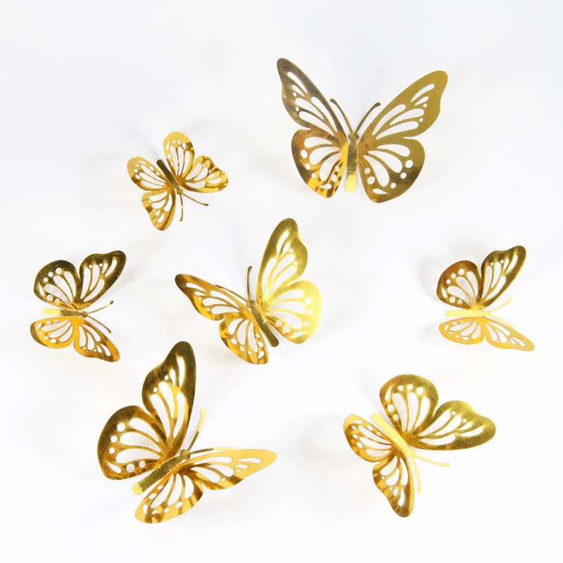 Mariposas Metálicas 3D Caladas para Amazon FBA - Decoración de Pared para Sala con Diseño de Lujo - Adhesivos Creativos con Acabado de Imitación Metal - Para Mayoristas