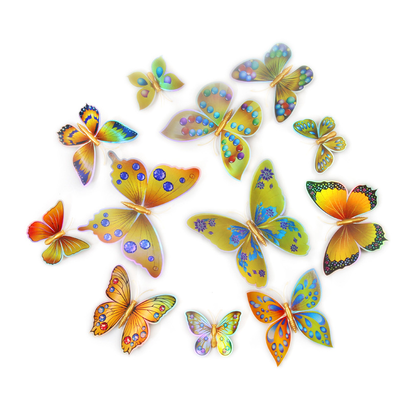 Lote de 12 Mariposas 3D Realistas para Decoración - Adhesivos Creativos para Paredes de Habitación Infantil - Ideales para Cuartos de Niños y Guarderías - Venta al por Mayor