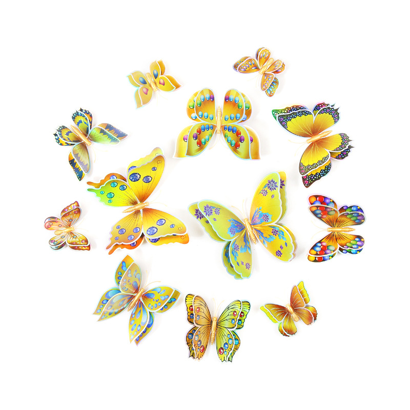Mariposas Adhesivas de PVC de Doble Capa 3D - Decoración para Pared de Sala y Fondos Creativos - Ideal para Proyectos DIY y Decoradores - Venta por Lotes al Mayoreo