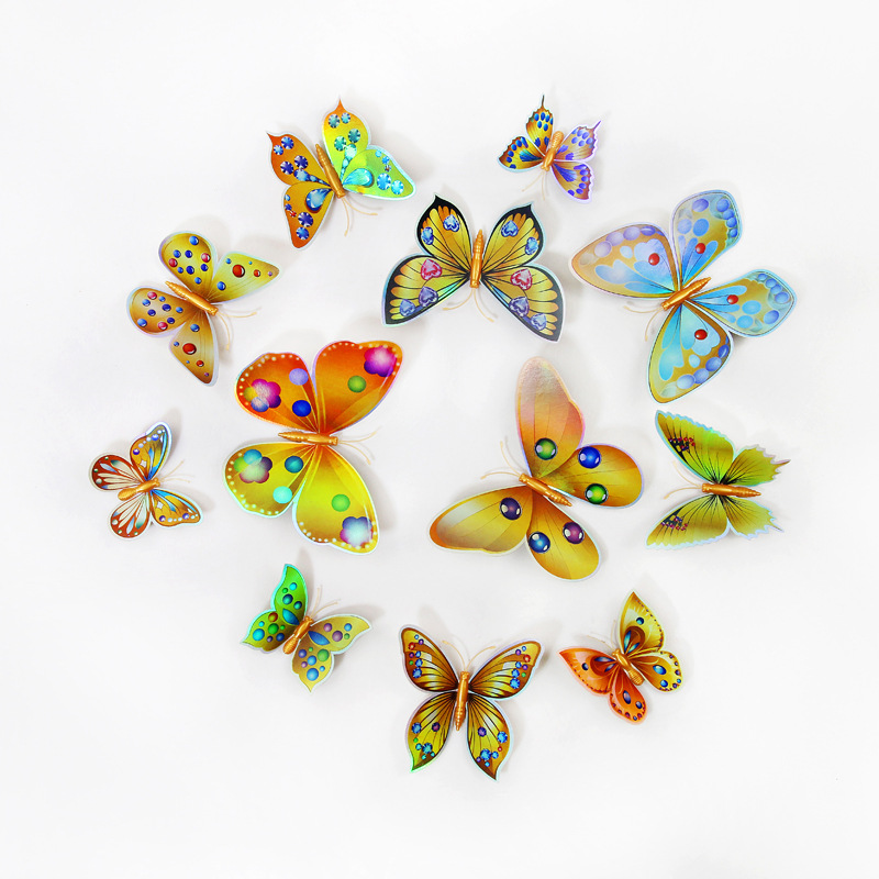 Lote de 12 Mariposas 3D Realistas para Decoración - Adhesivos Creativos para Paredes de Habitación Infantil - Ideales para Cuartos de Niños y Guarderías - Venta al por Mayor