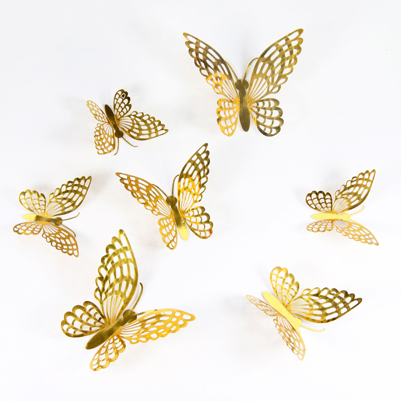 Mariposas Metálicas 3D Caladas para Amazon FBA - Decoración de Pared para Sala con Diseño de Lujo - Adhesivos Creativos con Acabado de Imitación Metal - Para Mayoristas