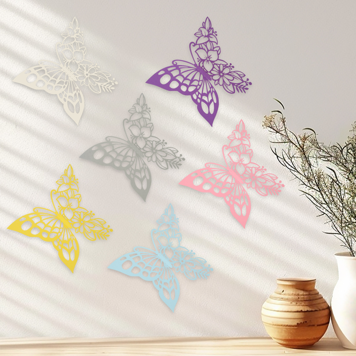 Mariposas Adhesivas Gigantes 28CM - Lote para Mayoristas - Diseño Tridimensional y Calado - Ideal para Decoración de Paredes, Eventos y Vitrinas Comerciales