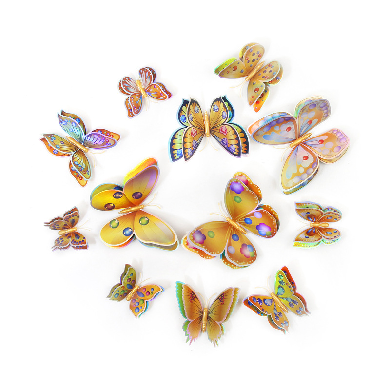 Mariposas Adhesivas de PVC de Doble Capa 3D - Decoración para Pared de Sala y Fondos Creativos - Ideal para Proyectos DIY y Decoradores - Venta por Lotes al Mayoreo