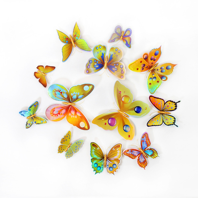 Lote de 12 Mariposas 3D Realistas para Decoración - Adhesivos Creativos para Paredes de Habitación Infantil - Ideales para Cuartos de Niños y Guarderías - Venta al por Mayor