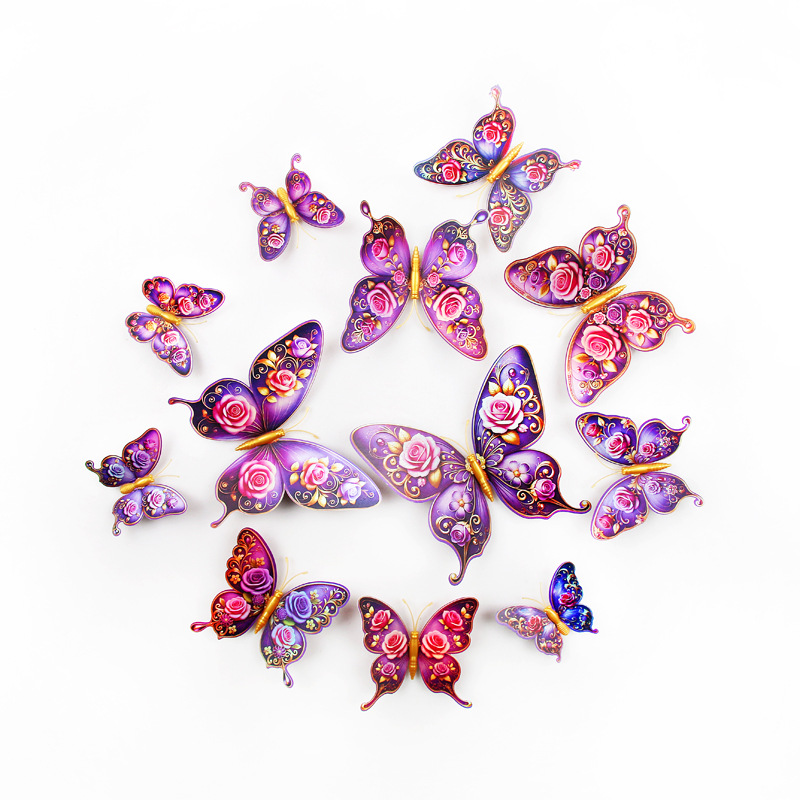 Lote de 12 Mariposas 3D de Doble Capa para Pared Infantil - Diseño Realista y Divertido - Decoración Creativa y Segura para Habitación de Niños - Venta por Lotes para Mayoristas