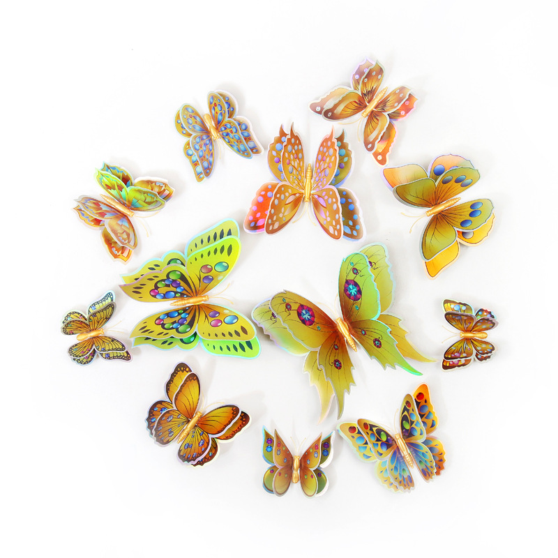 Mariposas Adhesivas de PVC de Doble Capa 3D - Decoración para Pared de Sala y Fondos Creativos - Ideal para Proyectos DIY y Decoradores - Venta por Lotes al Mayoreo