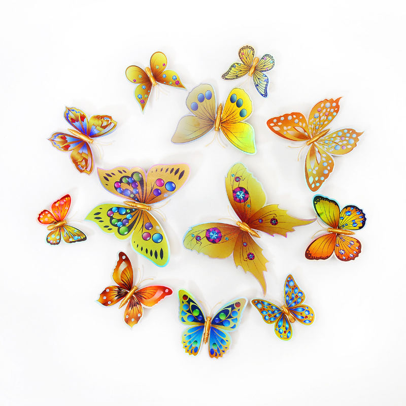 Lote de 12 Mariposas 3D Realistas para Decoración - Adhesivos Creativos para Paredes de Habitación Infantil - Ideales para Cuartos de Niños y Guarderías - Venta al por Mayor