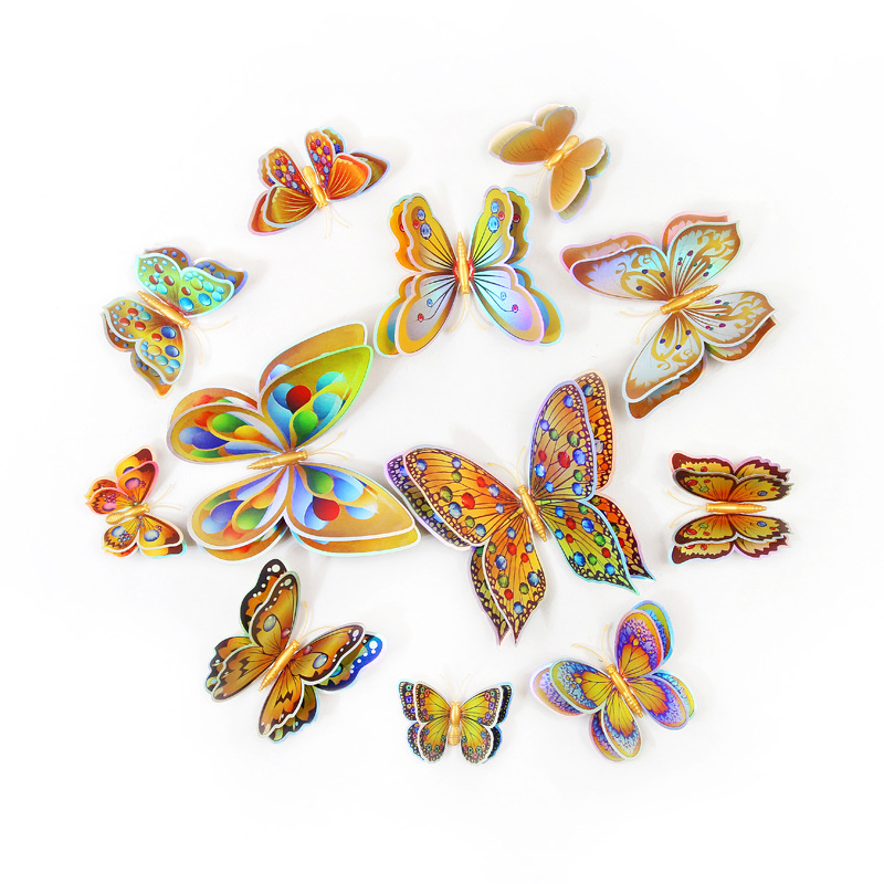 Mariposas Adhesivas de PVC de Doble Capa 3D - Decoración para Pared de Sala y Fondos Creativos - Ideal para Proyectos DIY y Decoradores - Venta por Lotes al Mayoreo