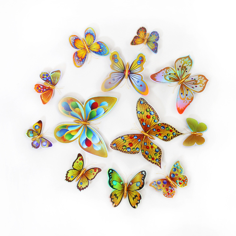 Lote de 12 Mariposas 3D Realistas para Decoración - Adhesivos Creativos para Paredes de Habitación Infantil - Ideales para Cuartos de Niños y Guarderías - Venta al por Mayor