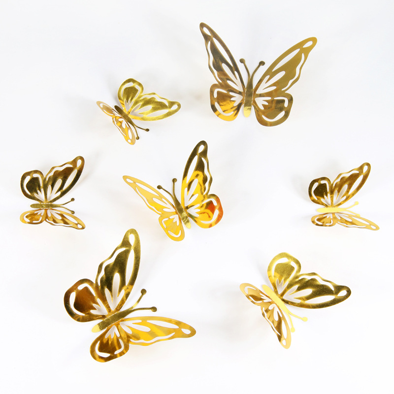 Mariposas Metálicas 3D Caladas para Amazon FBA - Decoración de Pared para Sala con Diseño de Lujo - Adhesivos Creativos con Acabado de Imitación Metal - Para Mayoristas