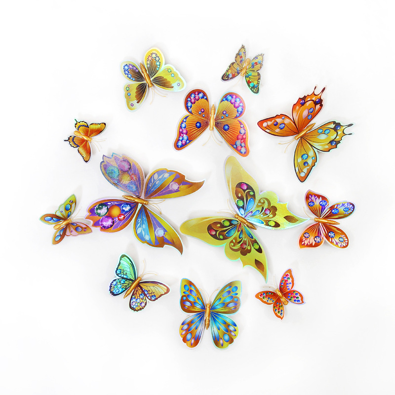 Lote de 12 Mariposas 3D Realistas para Decoración - Adhesivos Creativos para Paredes de Habitación Infantil - Ideales para Cuartos de Niños y Guarderías - Venta al por Mayor