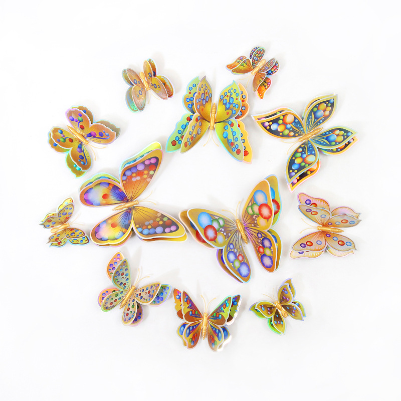 Mariposas Adhesivas de PVC de Doble Capa 3D - Decoración para Pared de Sala y Fondos Creativos - Ideal para Proyectos DIY y Decoradores - Venta por Lotes al Mayoreo
