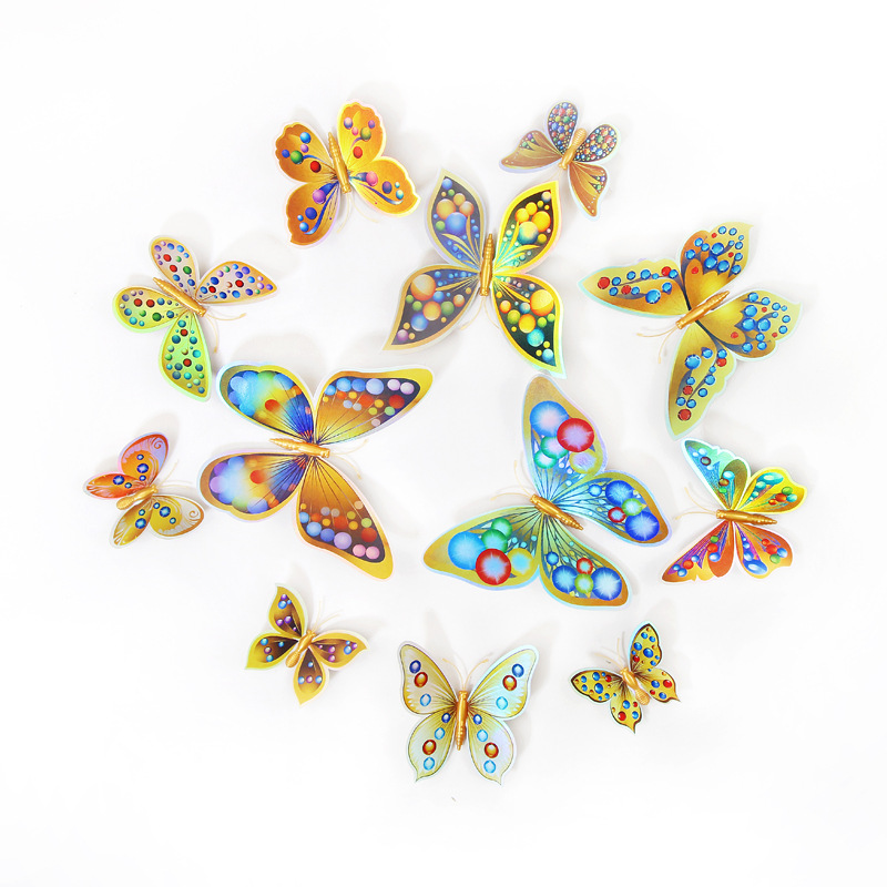 Lote de 12 Mariposas 3D Realistas para Decoración - Adhesivos Creativos para Paredes de Habitación Infantil - Ideales para Cuartos de Niños y Guarderías - Venta al por Mayor