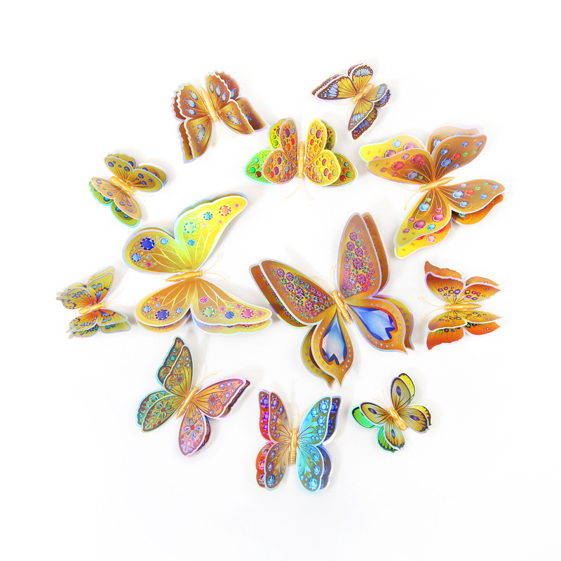 Mariposas Adhesivas de PVC de Doble Capa 3D - Decoración para Pared de Sala y Fondos Creativos - Ideal para Proyectos DIY y Decoradores - Venta por Lotes al Mayoreo