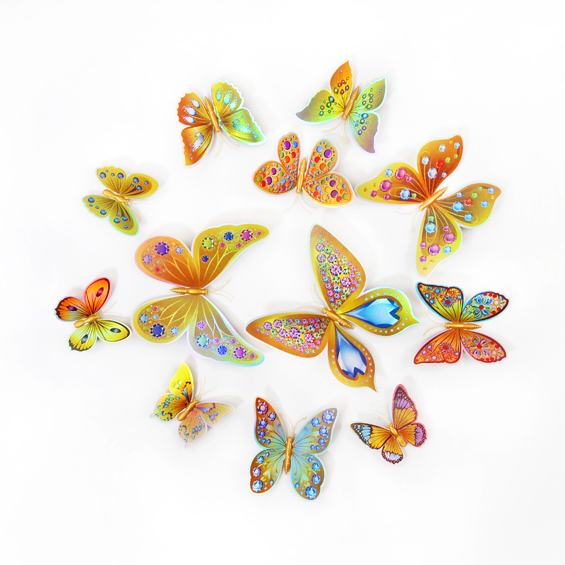 Lote de 12 Mariposas 3D Realistas para Decoración - Adhesivos Creativos para Paredes de Habitación Infantil - Ideales para Cuartos de Niños y Guarderías - Venta al por Mayor