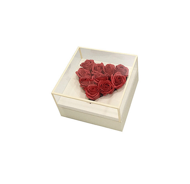 Caja Cuadrada de Acrílico con Marco y Ventana Completa | Para Flores Naturales y Preservadas | EN STOCK | Para Mayoristas