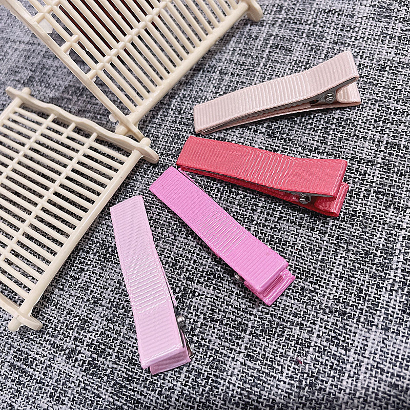 Pinzas de Pato con Moño para Niñas - Mayorista de Accesorios para el Cabello (Tira de Tela Completa, Doble Horquilla)