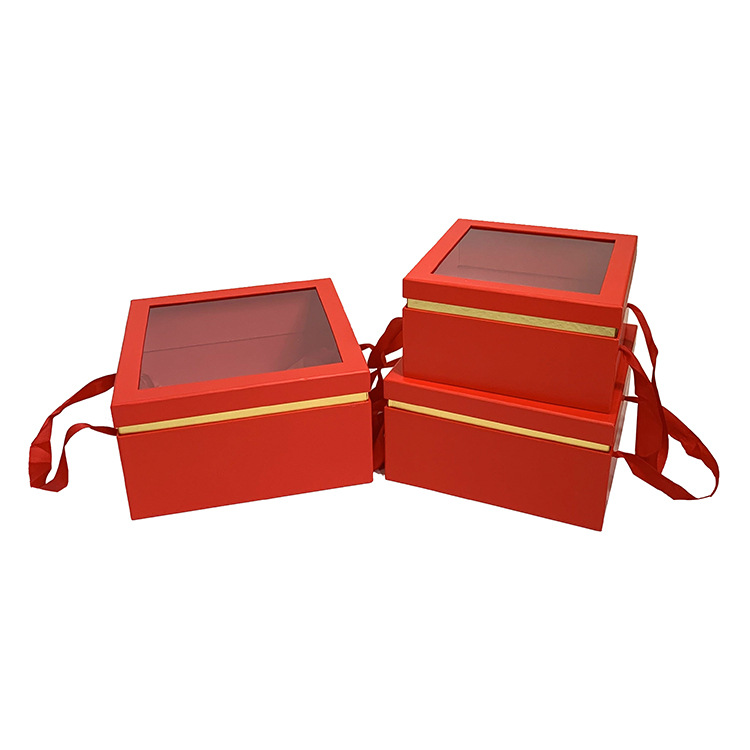 Caja de Regalo Cuadrada con Ventana y Asas para Frutas y Flores Olipai - Para Empaque de Regalos y Detalles - Venta al por Mayor para Importadores