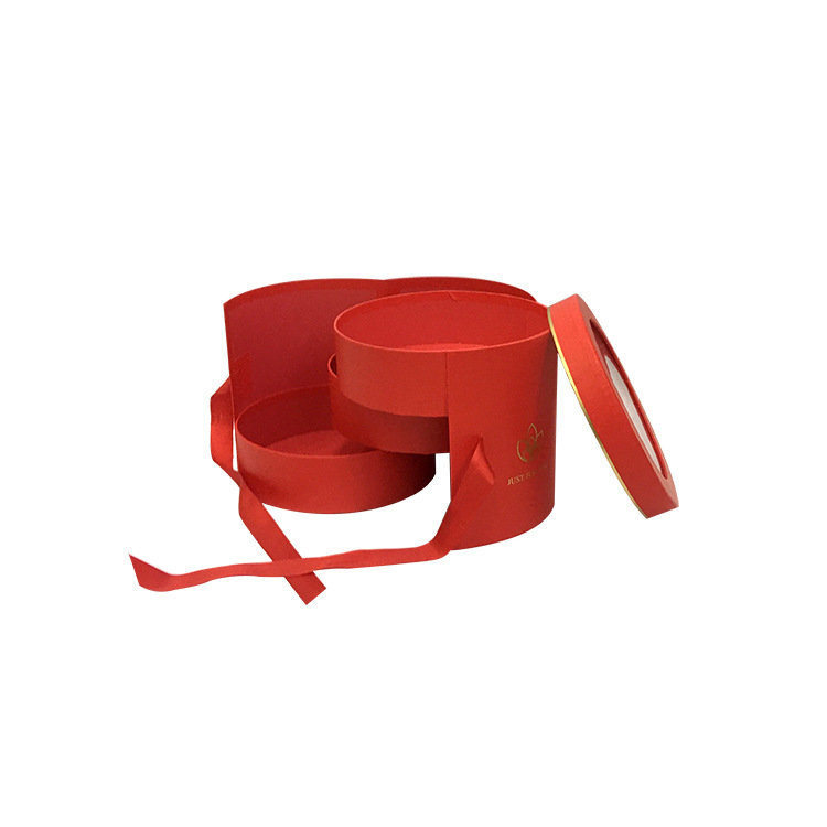 Caja Regalo Giratoria Redonda de 3 Niveles con Ventana de PVC | EN STOCK | Para Flores y Regalos | Venta por Mayor