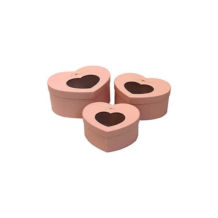Juego de 3 Cajas Corazón con Ventana para Flores | Diseño Minimalista | Para Mayoristas