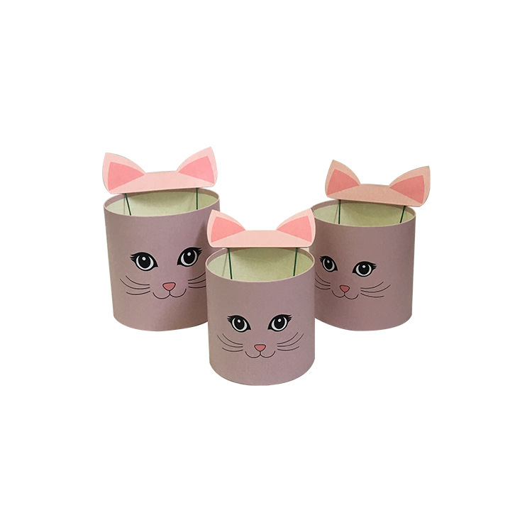 Juego de 3 Cubos Redondos con Diseño de Gato para Flores | EN STOCK | Para Mayoristas