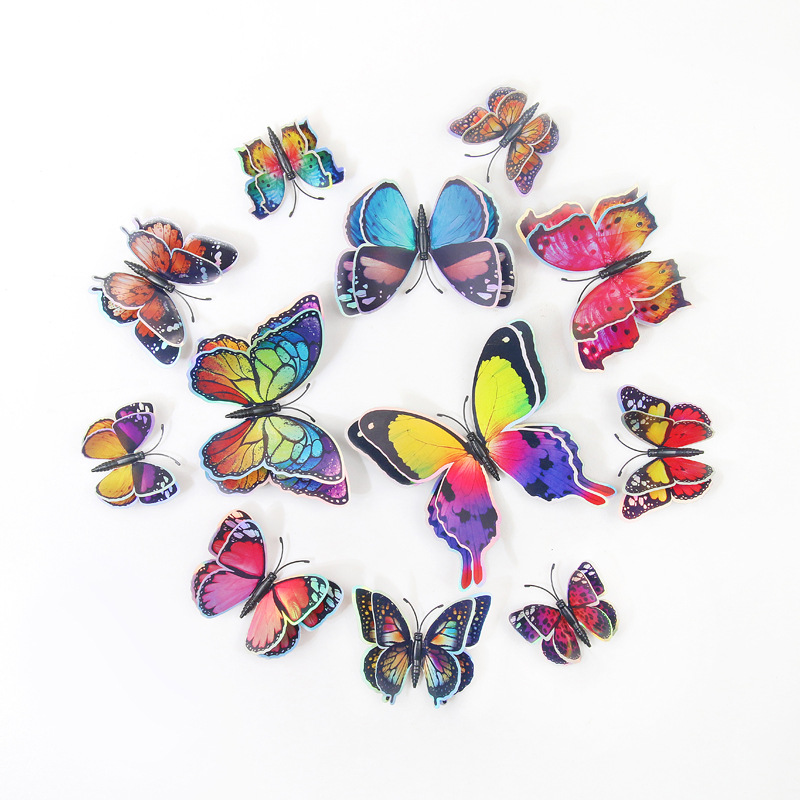 Lote de 12 Mariposas Magnéticas 3D de Doble Capa - PVC Colorido de Alta Calidad - Adhesión Fuerte y Reutilizable - Para Decoración de Hogar y Negocios - Venta al por Mayor