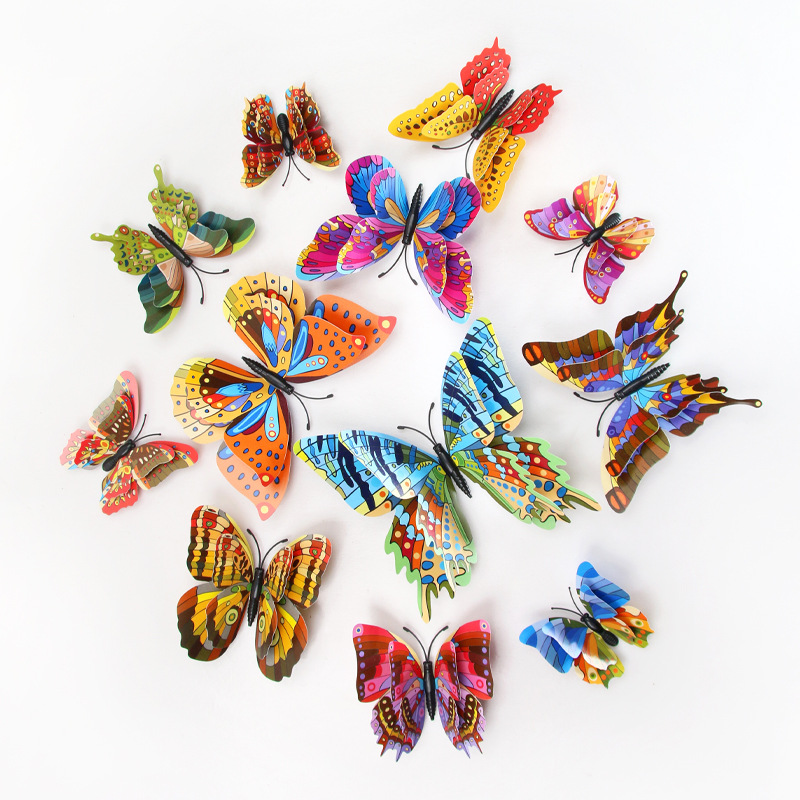 Lote de 12 Mariposas 3D de Doble Capa para Amazon FBA - Decoración para Pared de Sala, Dormitorio y Centros Comerciales - Ideal para Fiestas y Mayoristas