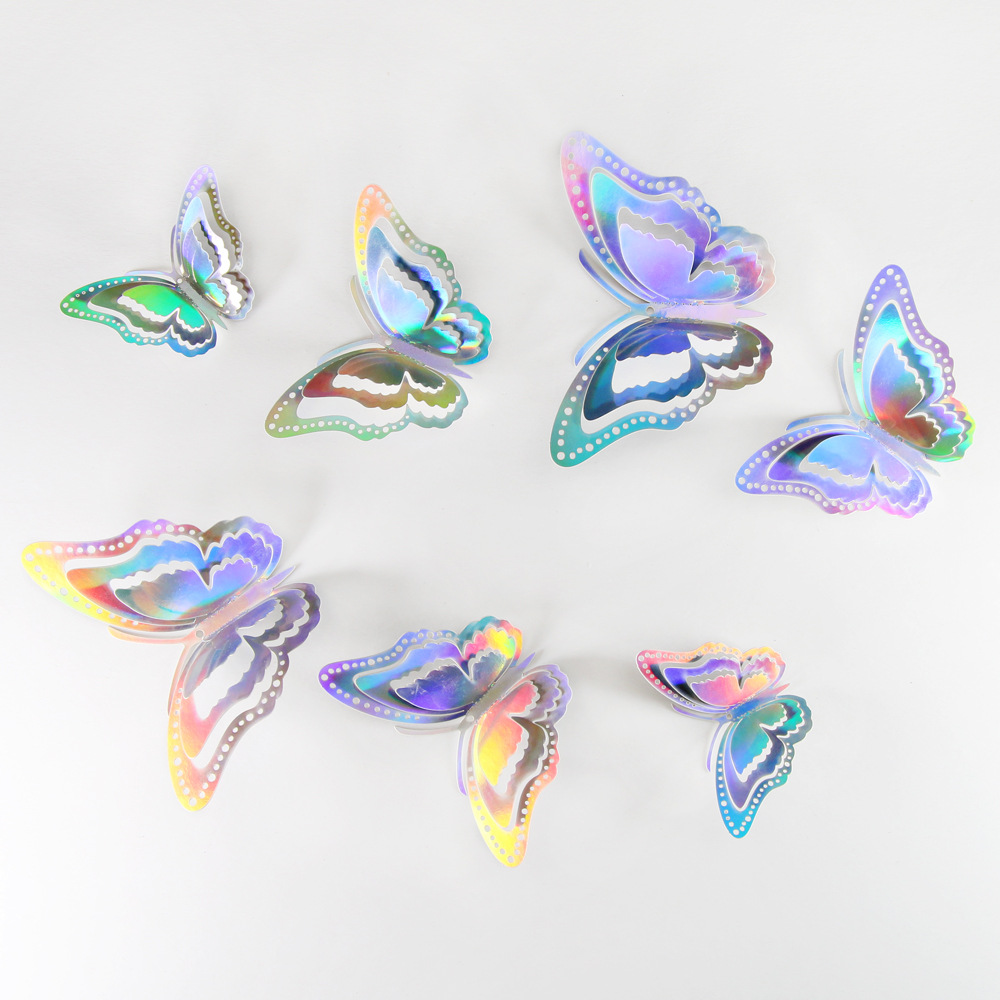 Lote de 12 Mariposas Adhesivas Caladas 3D para Exportación - Decoración Artística para Paredes y Fiestas - Colores Vibrantes para Hogares y Mayoristas