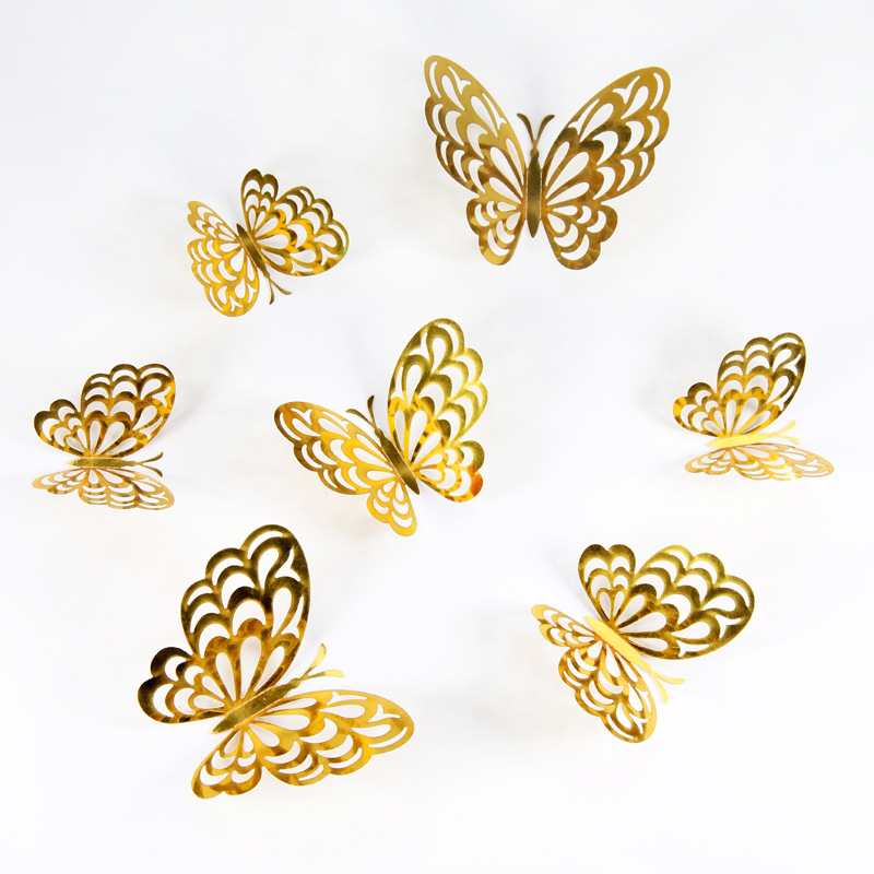 Mariposas Metálicas 3D Caladas para Amazon FBA - Decoración de Pared para Sala con Diseño de Lujo - Adhesivos Creativos con Acabado de Imitación Metal - Para Mayoristas