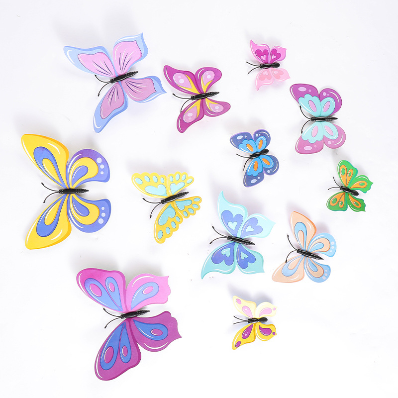 Mariposas de PVC 3D de Doble Capa para Pared - Decoración de Sala con Colores Vibrantes - Adhesivos Creativos para Fondos y Mayoristas