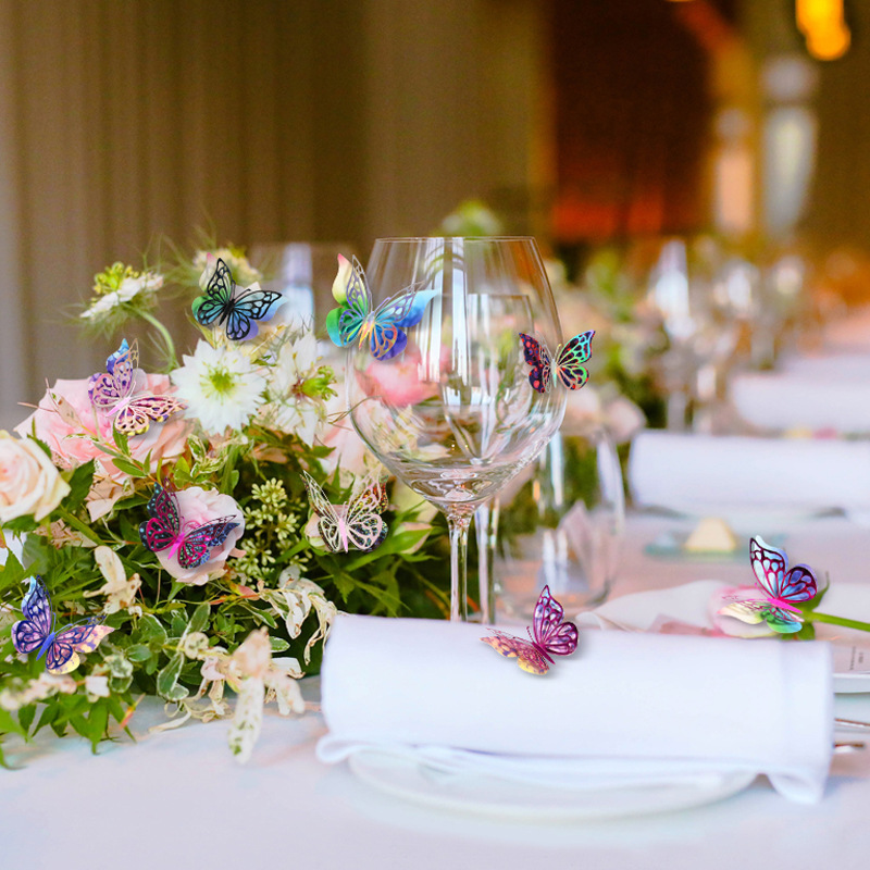 Mariposas 3D de Papel para Fiestas - Decoración de Mesa y Pared con Colores Vibrantes - Figuras Caladas para Ambientación y Exportación - Set para Mayoristas