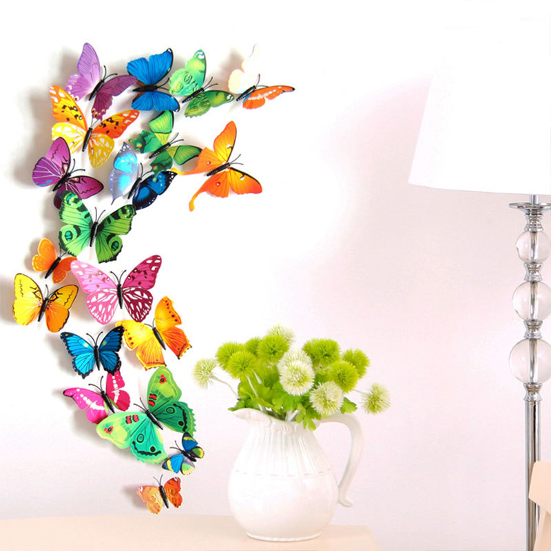 12 Mariposas 3D con Alfileres para Cortinas y Paredes - Decoración Infantil con Diseño de Juguete - Adhesivos Seguros para Habitación de Niños y Mayoristas
