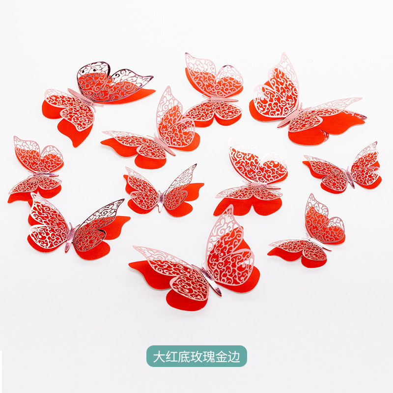 Lote de 6 Mariposas Adhesivas Caladas 3D para Exportación - Decoración Artística para Paredes de Fiestas - Colores Vibrantes para Hogares y Mayoristas Internacionales