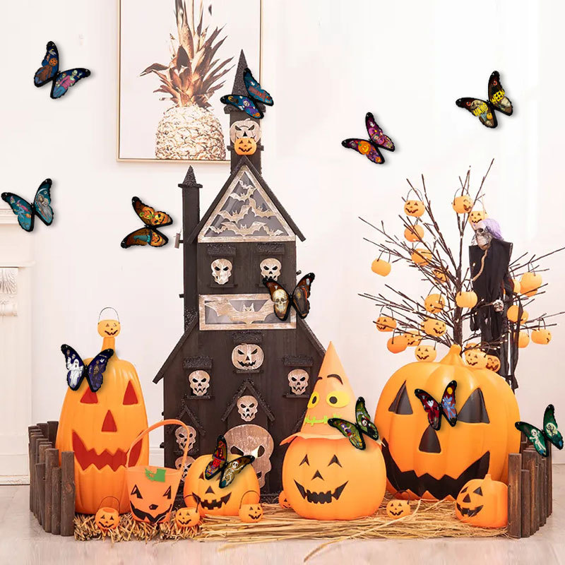 Lote de 12 Mariposas 3D para Navidad y Halloween - Decoración de Pared con Colores Vibrantes para Hogar y Fiestas - Suministro Directo para Mayoristas