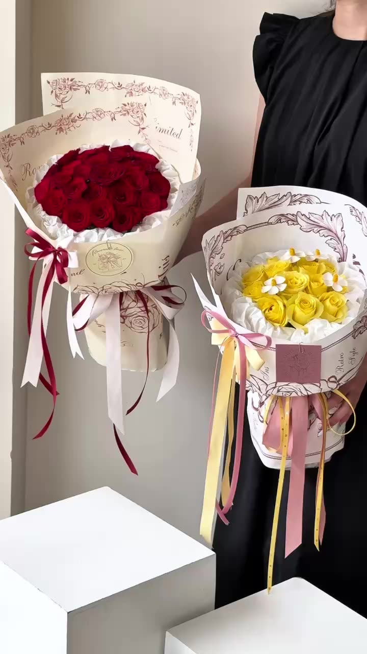 Papel Kraft para Envolver Flores 'Rose Story' - Grosor Extra para Días Festivos (Día de San Valentín, Qixi) - 500 Hojas - Venta al por Mayor para Florerías