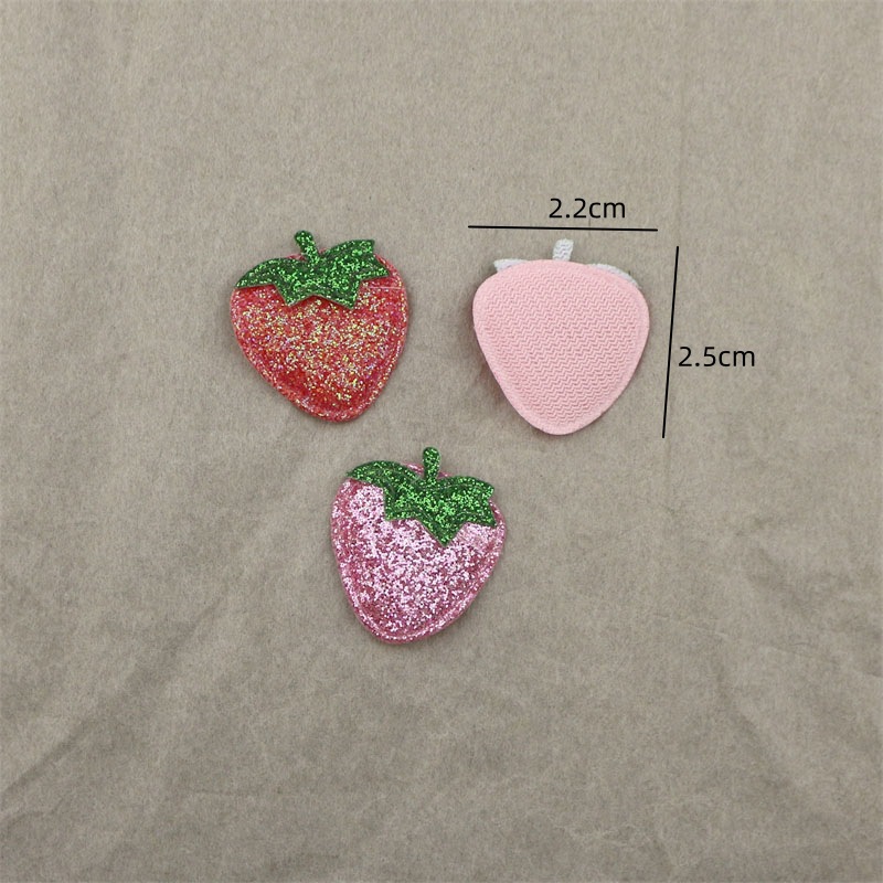 Fresas Brillantes de 2.5cm con Purpurina - Componentes para Fabricación de Accesorios de Pelo, Ropa y Juguetes - Proveedor Mayorista