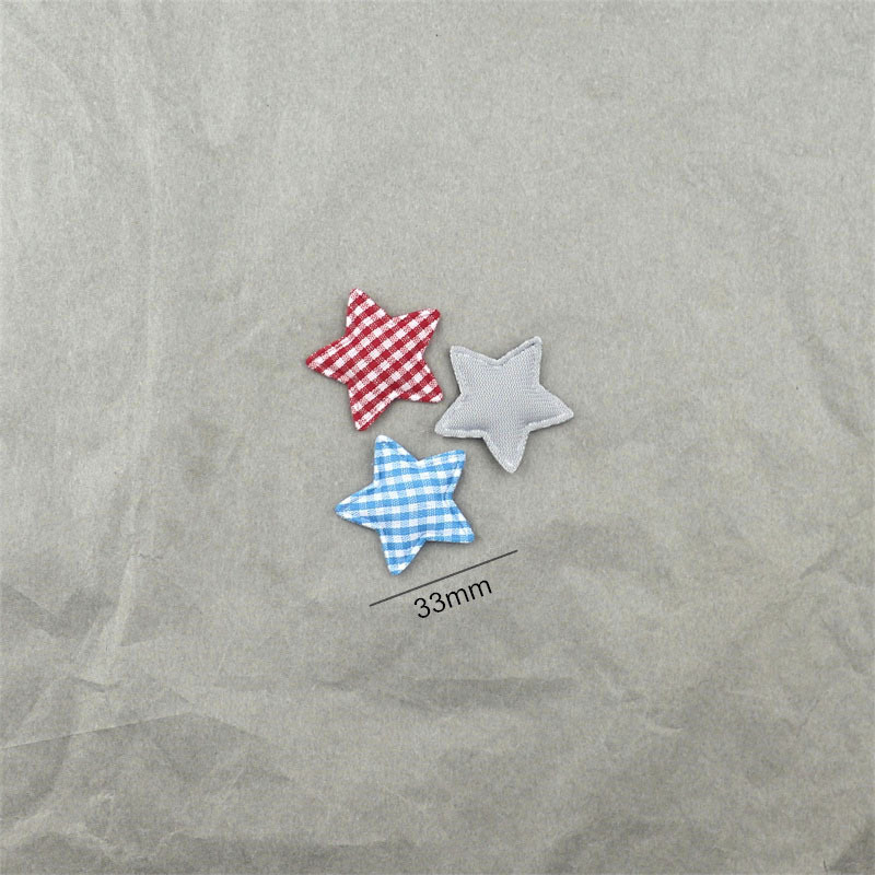 Estrellas de Tela de Cuadros de 3.3cm - Componentes para Fabricación de Juguetes, Ropa de Muñecas y Accesorios de Pelo - Proveedor Mayorista