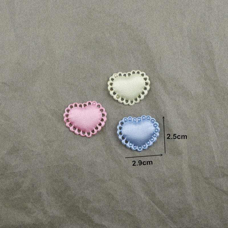 Corazones de Encaje Calado de 2.9cm - Componentes para Fabricación de Accesorios de Pelo, Ropa de Muñecas y Manualidades - Proveedor Mayorista 
