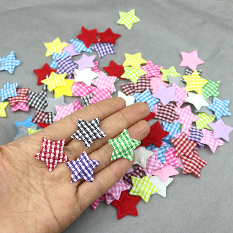 Estrellas de Tela de Cuadros de 2.5cm con Estampado - Componentes para Repostería, Accesorios de Pelo y Manualidades - Proveedor Mayorista 