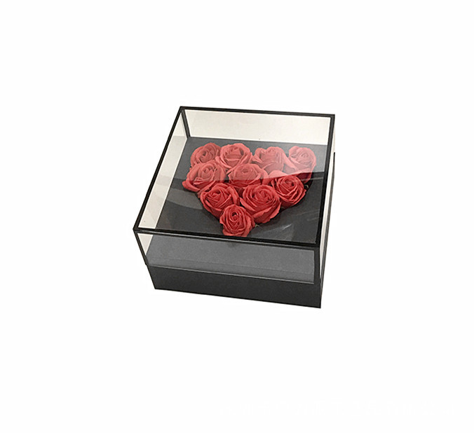 Caja Cuadrada de Acrílico con Marco y Ventana Completa | Para Flores Naturales y Preservadas | EN STOCK | Para Mayoristas