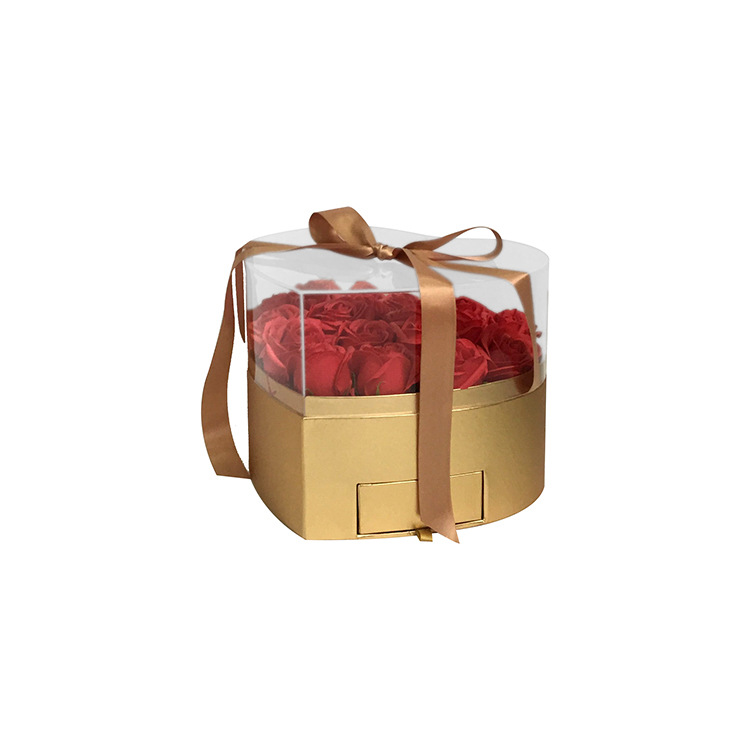 Caja Corazón con Cajón y Ventana de Acrílico con Stock Inmediato Olipai - Para Arreglos Florales y Regalos de Diseño - Venta al por Mayor para Importadores