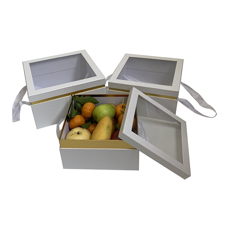 Caja de Regalo Cuadrada con Ventana y Asas para Frutas y Flores Olipai - Para Empaque de Regalos y Detalles - Venta al por Mayor para Importadores