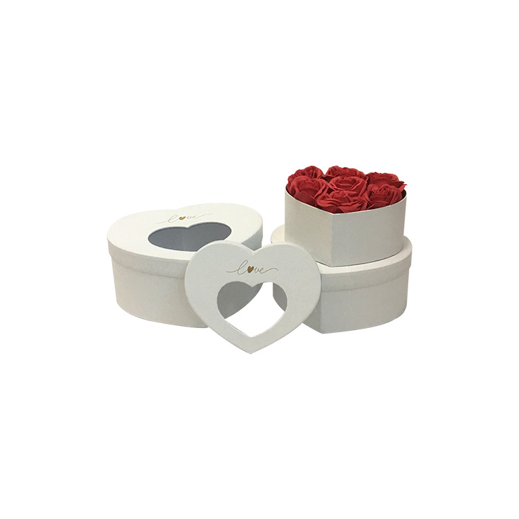 Juego de 3 Cajas Corazón con Ventana para Flores | Diseño Minimalista | Para Mayoristas