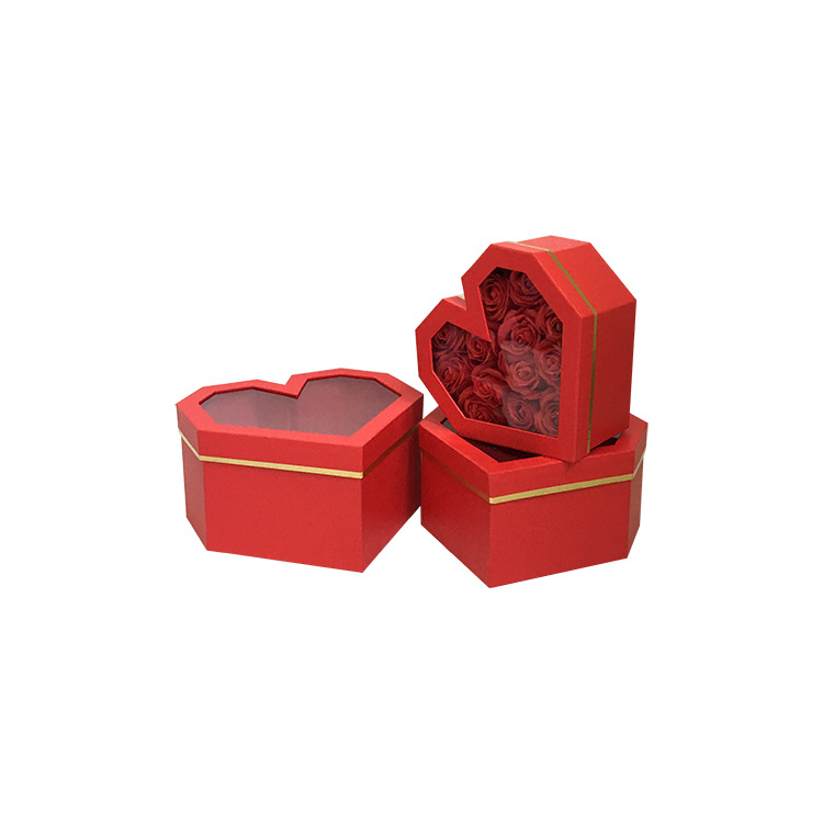 Juego de 3 Cajas Corazón con Ventana | EN STOCK | Para Mayoristas