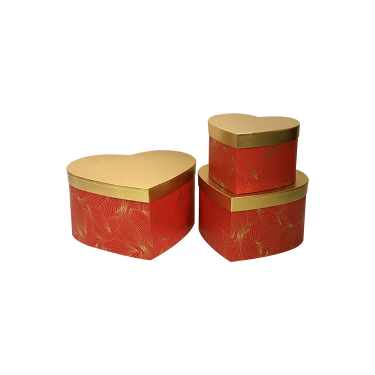 Juego de 3 Cajas Corazón con Tapa Dorada de Hoja | Diseño Exclusivo | Para Mayoristas