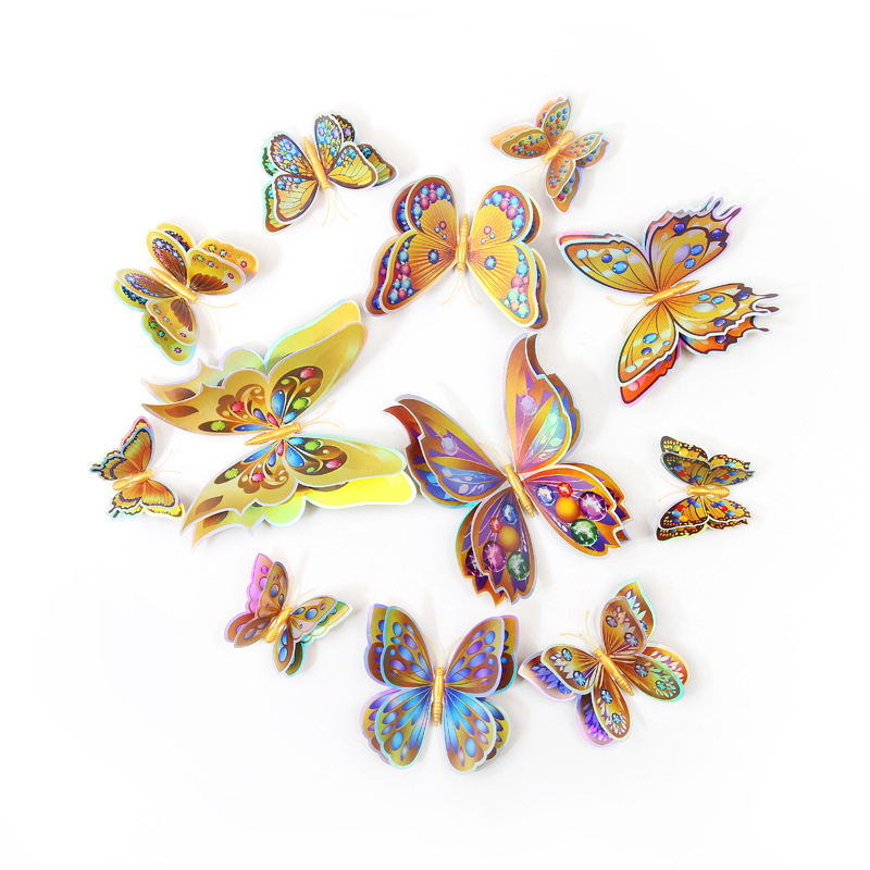 Mariposas Adhesivas de PVC de Doble Capa 3D - Decoración para Pared de Sala y Fondos Creativos - Ideal para Proyectos DIY y Decoradores - Venta por Lotes al Mayoreo