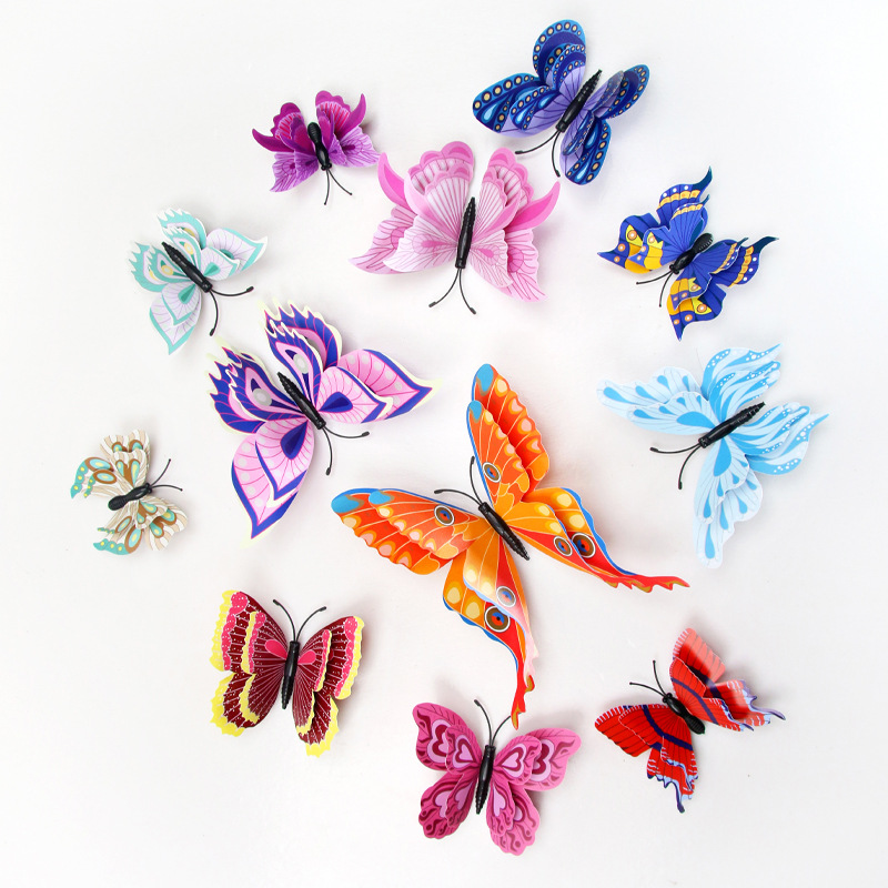 Lote de 12 Mariposas 3D de Doble Capa para Amazon FBA - Decoración para Pared de Sala, Dormitorio y Centros Comerciales - Ideal para Fiestas y Mayoristas