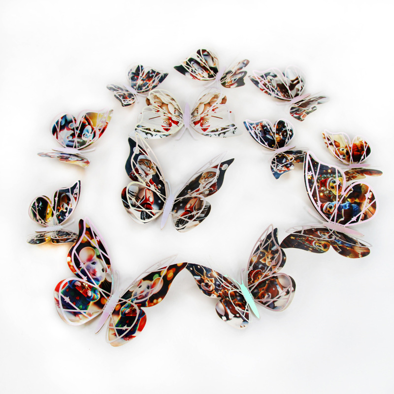 Lote de 12 Mariposas Adhesivas 3D Caladas para Exportación - Colores Vibrantes y Diseño Moderno - Decoración para Pared para Hogar y Comercio - Ideal para Mayoristas y Vendedores de Amazon