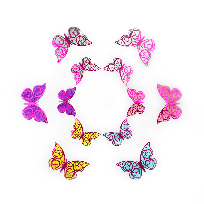 Mariposas Adhesivas 3D con Acabado Metálico - Diseño Calado y Colores Elegantes - Decoración Moderna para Pared de Sala y Comercios - Para Mayoristas y Diseñadores de Interiores